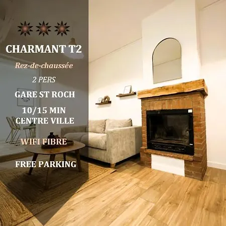 L'esprit Beige Falaise ~ Gare St Roch ~ Free Parking דירה